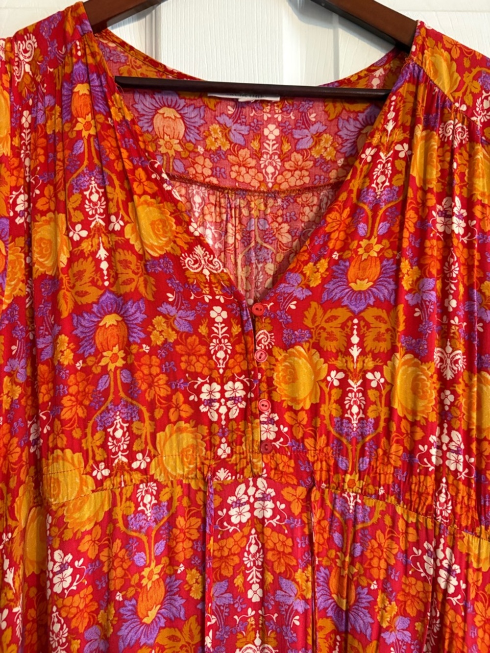 Abel The Label Floral Prairie Front Split Boho Cottagecore Midi Dress Size Large - Picture 4 of 14